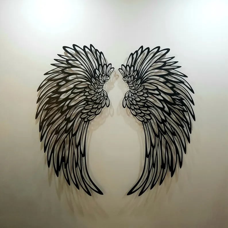 🎁Last Day Promotion- SAVE 70%🎉1 Pair of Angel Wings Metal Wall Murals with LED Lights