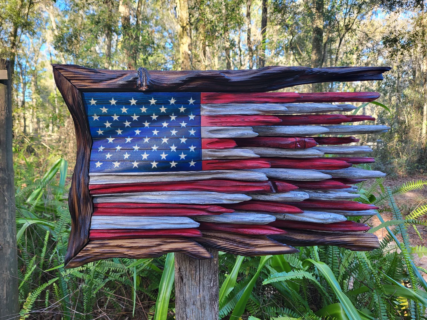🔥 Handmade Honor US Flag With Cypress Trim -Buy 2 Free Shipping