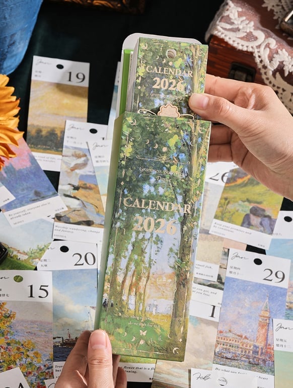 🎁TikTok Last Day Sale - 70% OFF🎉2026 Vintage European Style Oil Painting Flip Calendar🎨
