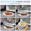 10 Inch Microwave Food Cover & Collapsible Silicone Mat - Splatter Guard, Plate Holder & Kitchen Colander for Meal Prep, Charcoal