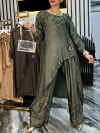 Women's Round Neck Irregular Leopard Print Gradient Casual Suit