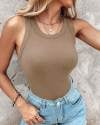 🎉Letzter Tag 49% Rabatt🔥Chicme Tanktop mit Rundhalsausschnitt, integriertem BH, gerippte Passform, lässig, bequem