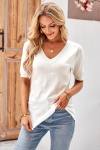 Arach&Cloz Womens Fashion Spring Summer Tops 2024 Short Sleeve Sweaters V Neck Lightweight Thin Knit Clothes Blouse