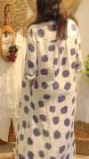 Women's V-neck Polka Dot Cotton and Linen Casual Dress