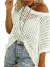 🎁2025 New Hot Sale 70% OFF🎉Womens Summer Scoop Neck Short Sleeve Sweater Casual Crochet Hollow Out Knit Tops Pullover Shirts Beach Coverup
