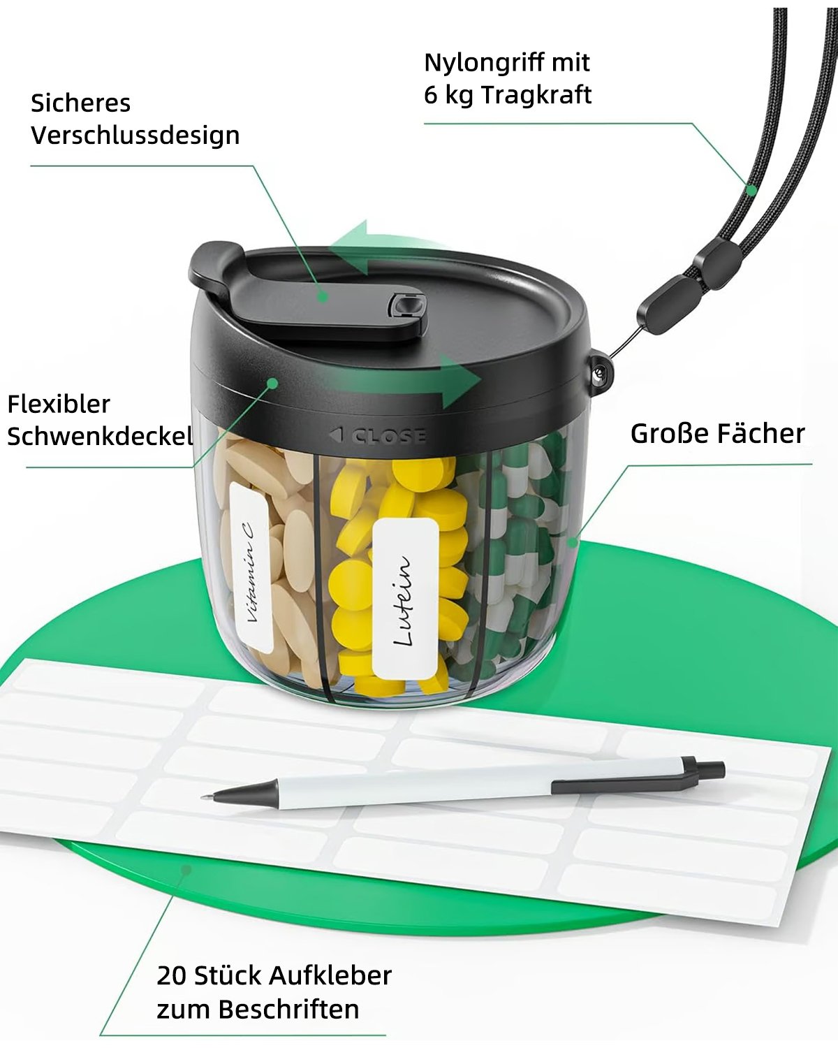 🔥Heißer Verkauf - 49% Rabatt💊Tragbarer Pillenspender Flasche