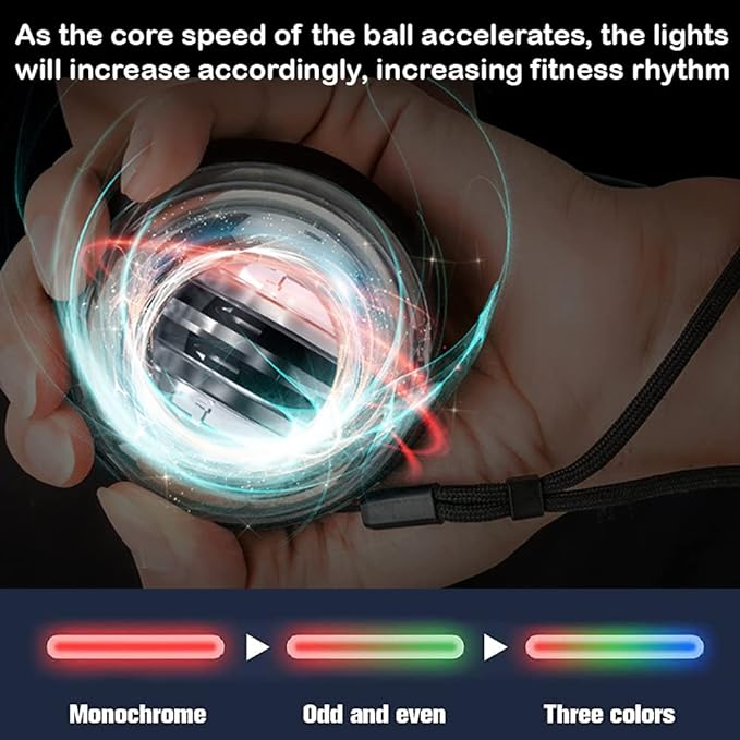 💪Auto Start Wrist Gyro Ball, Wrist and Arm Exercise Trainer with LED Lights