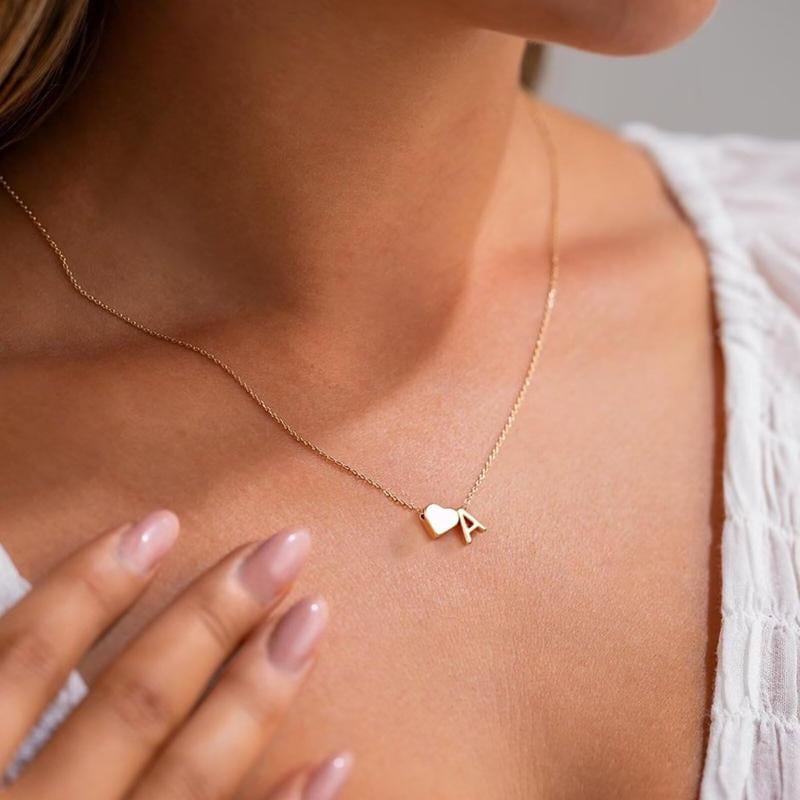 🔥Last Day Promotion 50% OFF🔥Tiny Initial Necklaces Golden Heart Letter A-Z