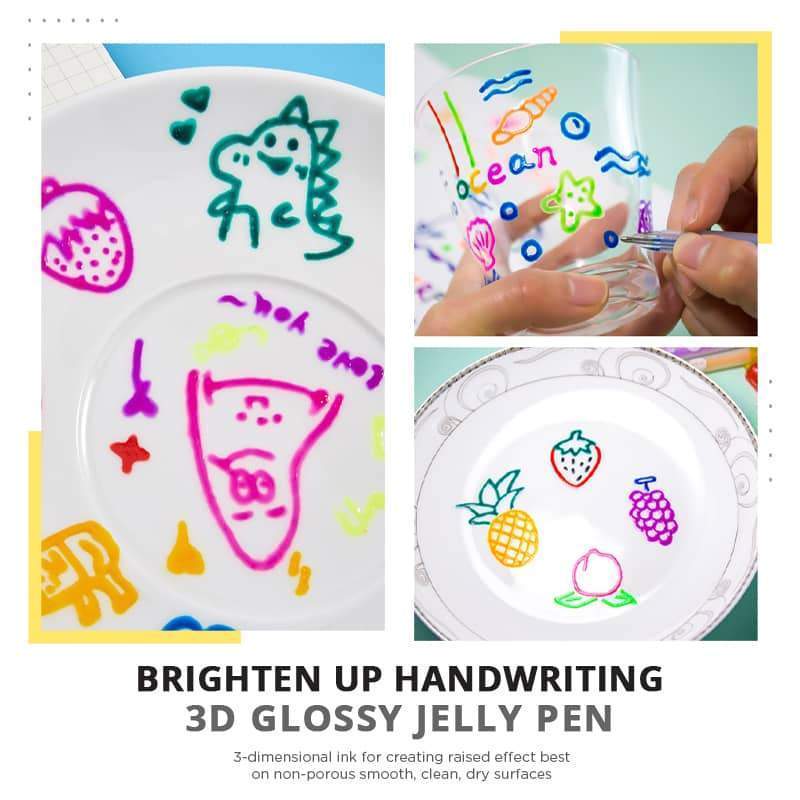 3D Glossy Jelly Ink Pen (12Pcs /pack)