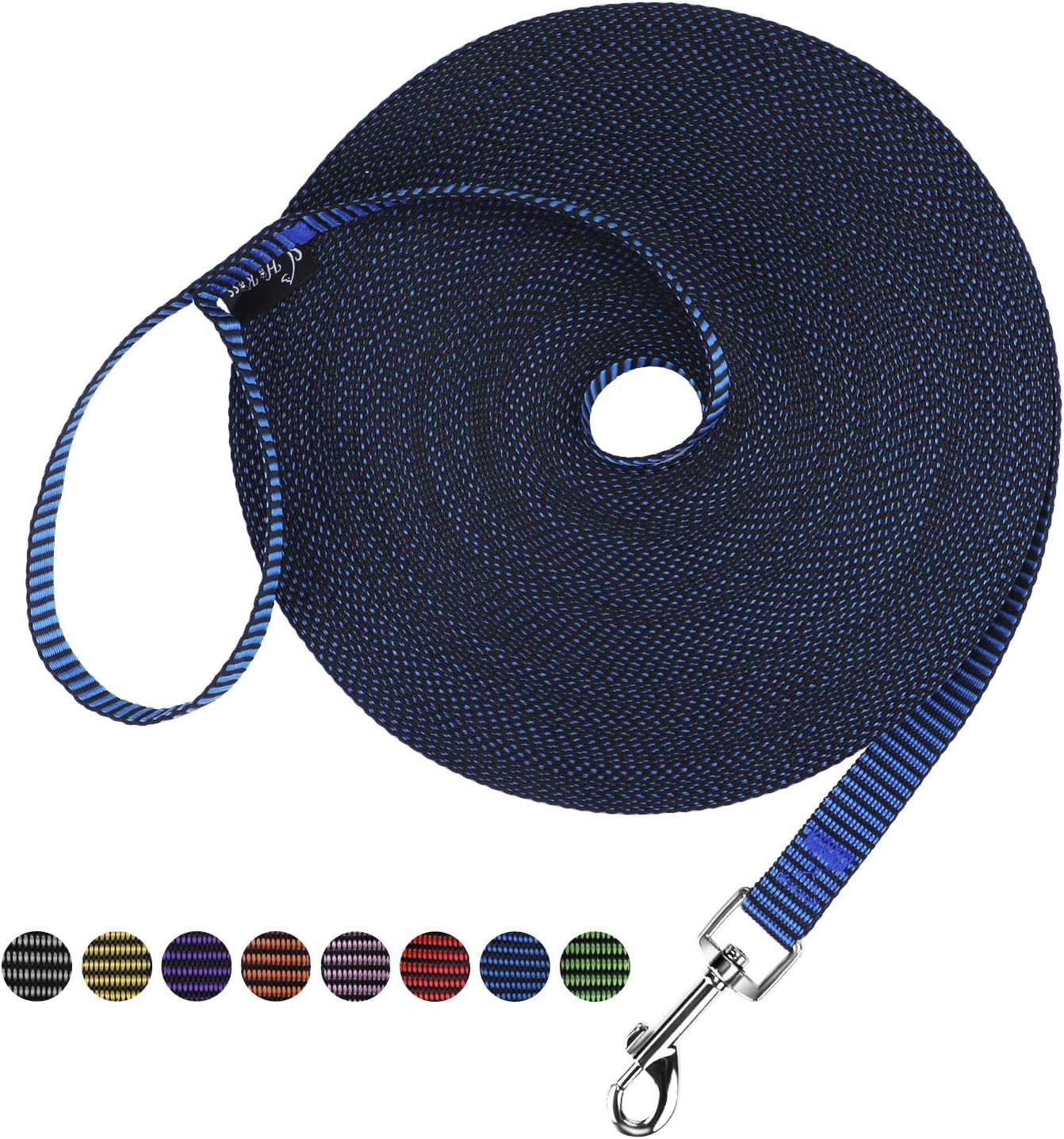 Hi Kiss Dog/Puppy Obedience Recall Training Agility Lead - 15ft 20ft 30ft 50ft 100ft Training Leash - Great for Play, Camping, or Backyard - Black 30ft