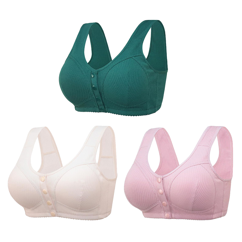 🎉Buy 1 Get 3 (3packs) - COMFORTABLE FRONT-CLOSURE WIRELESS PLUS SIZE BUTTON BRA