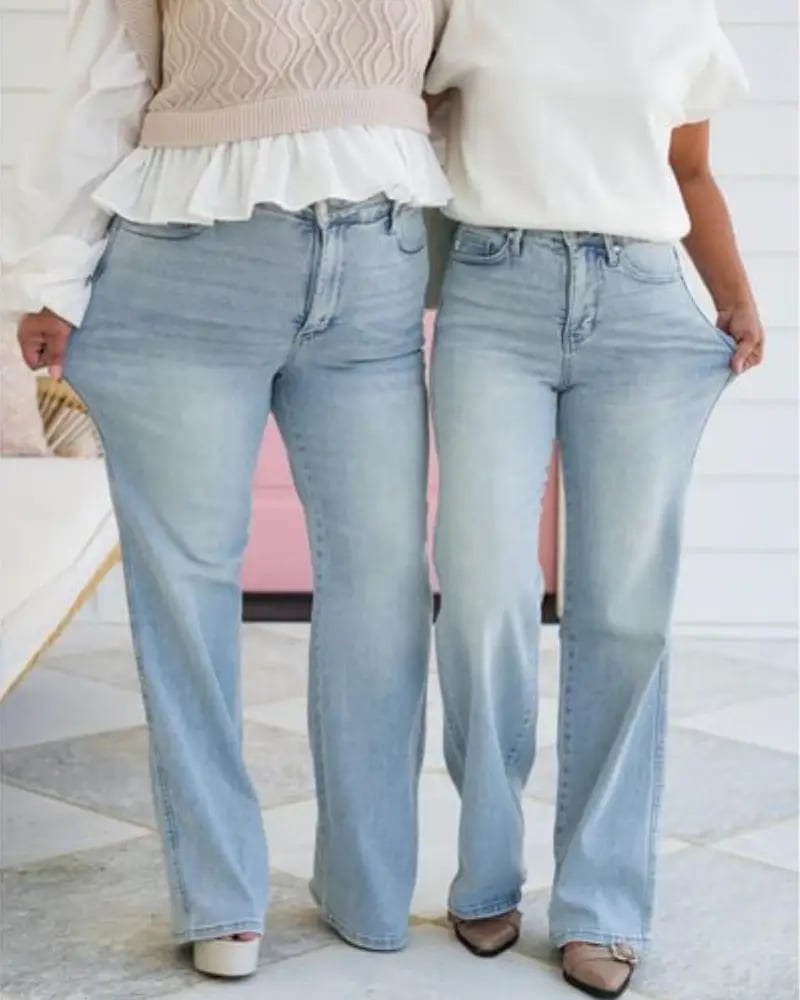 🎁TikTok Spring Last Day Promotion 48% OFF-🎁- Plus Size High Rise Vintage Wash Straight Leg Jeans