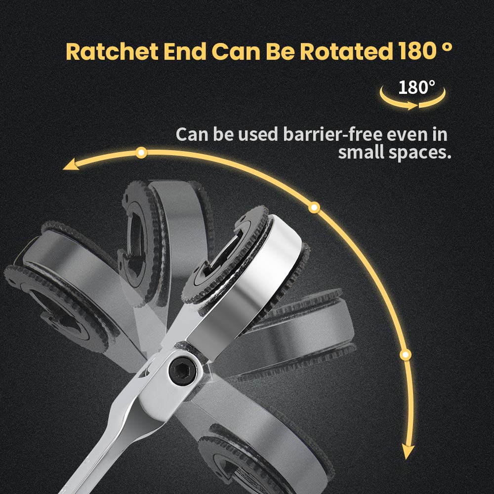 Ratcheting Wrench Set with Open Flex-head
