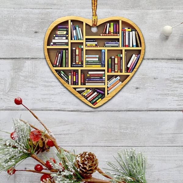 💝Book Lovers Heart Ornament(2D Flat)