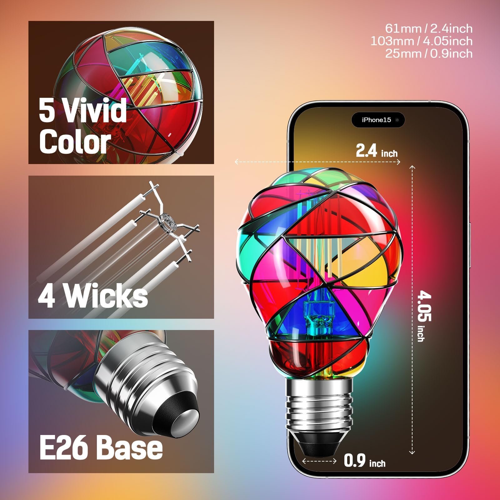 🔥Handcrafted Stained Glass LED Light Bulb – Transform Your Space with Color & Ambiance!