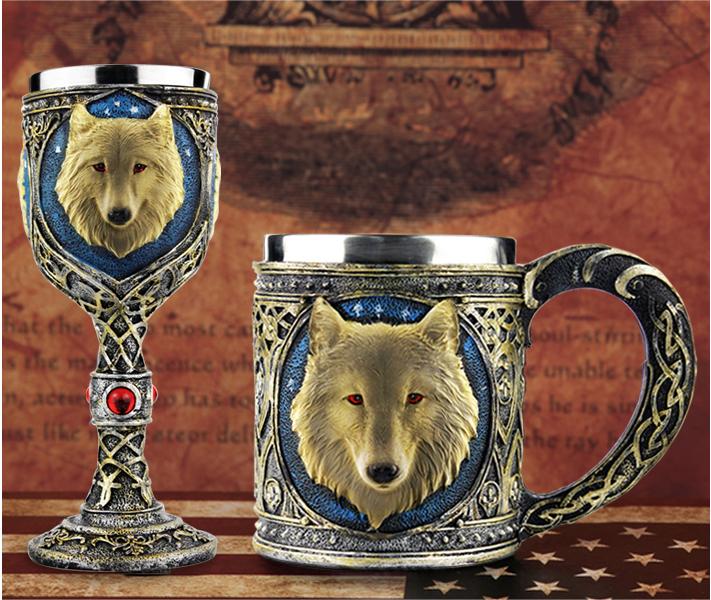 💥🛍️ Great deals! Stainless steel wolf cup, resin 3D wolf coffee cup