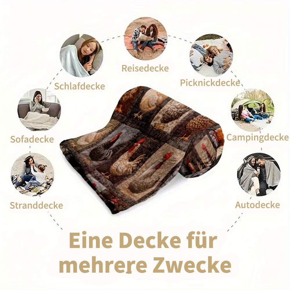 🐔Vintage-Hühnerdecke aus Flanell – weich & charmant