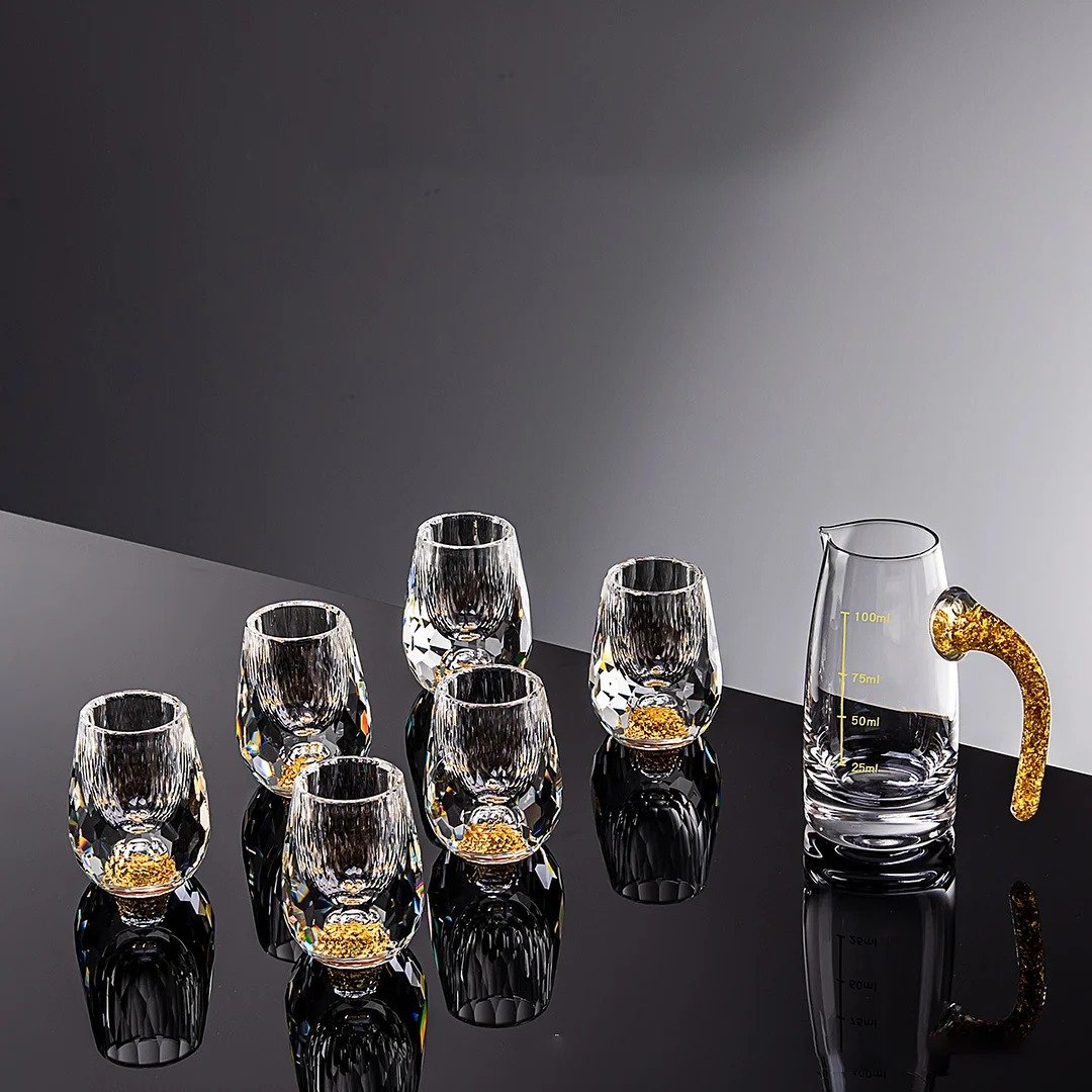 🔥Last Day Sale 49% OFF - BUY MORE&SAVE MORE-3D Glacier Glass Cup Crystal Gold Foil Shot Glasses