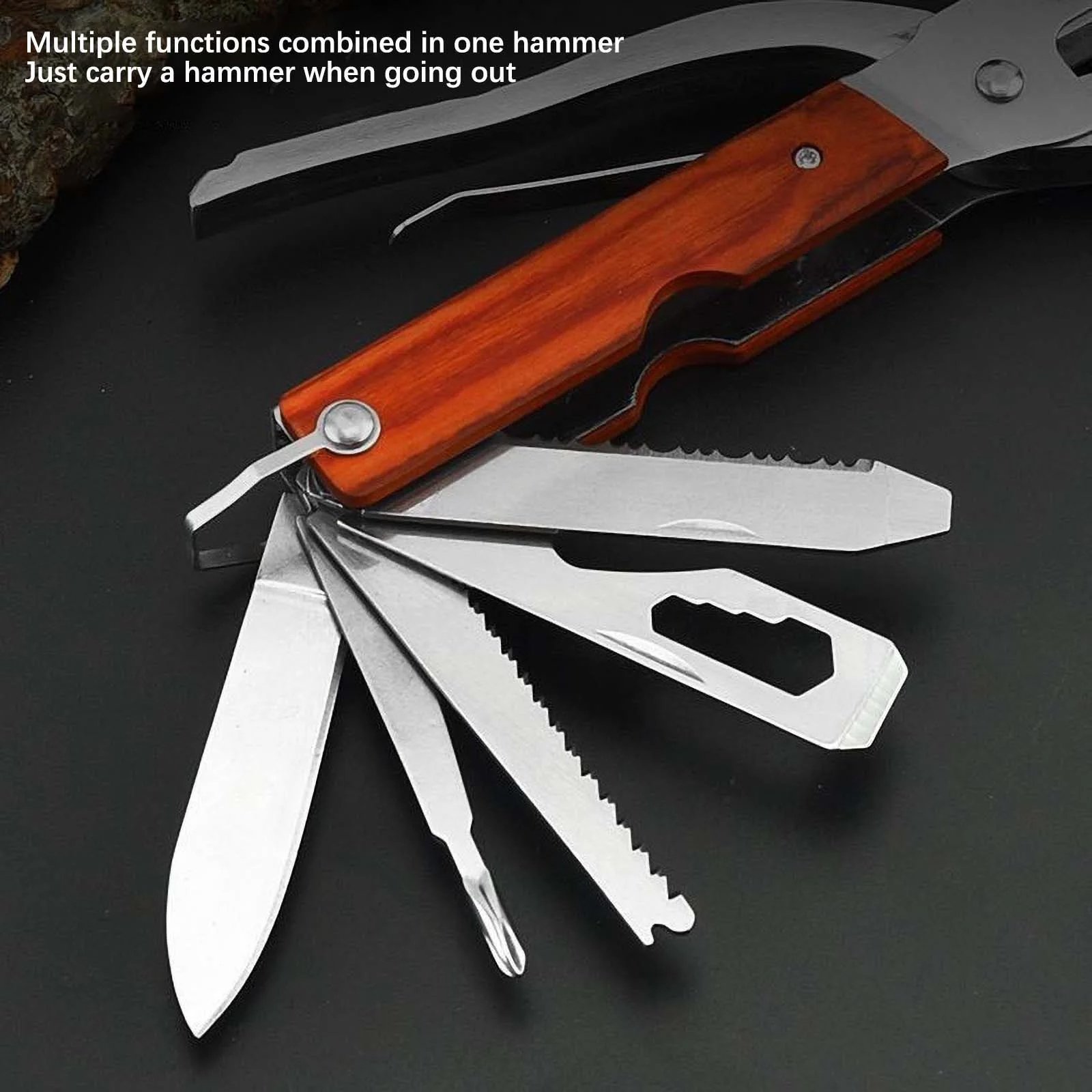 16 in 1 Multifunctional Axe Hammer Outdoor Emergency Safety Tool Saw Blade