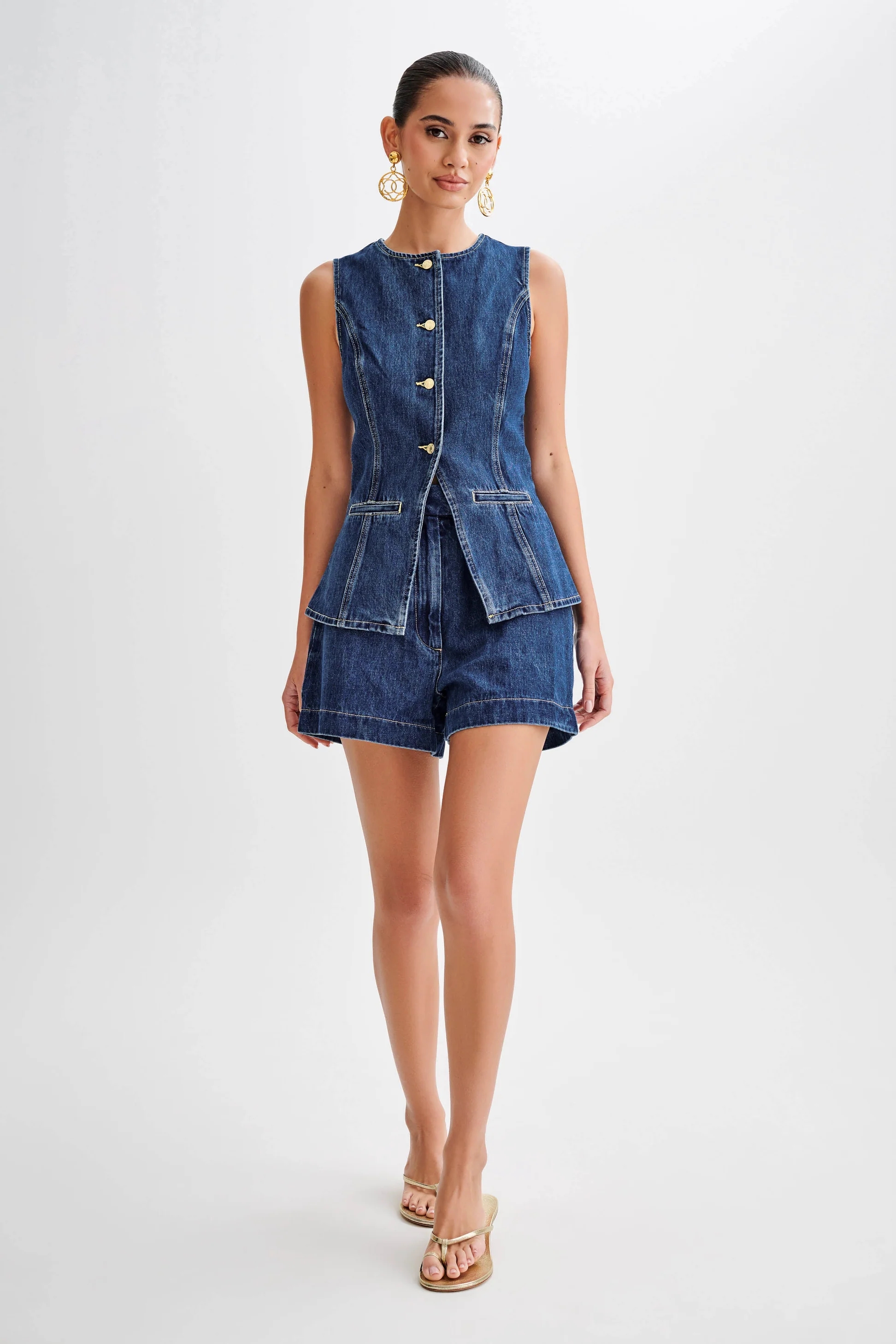 🔥Last Day Promotion 50% OFF🔥Sleeveless High Waist Denim Suit