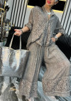 Women's Lapel Lace Stitching Casual Cotton and Linen Suit