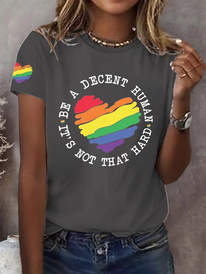Retro It's Not That Hard To Be A Decent Human Print T-Shirt