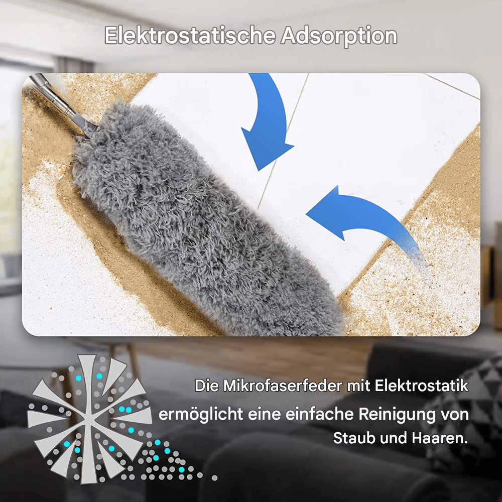 🔥Letzter Tag Verkauf 49% Rabatt  🔥Einziehbarer, waschbarer, gebogener Staubwedel aus Mikrofaser