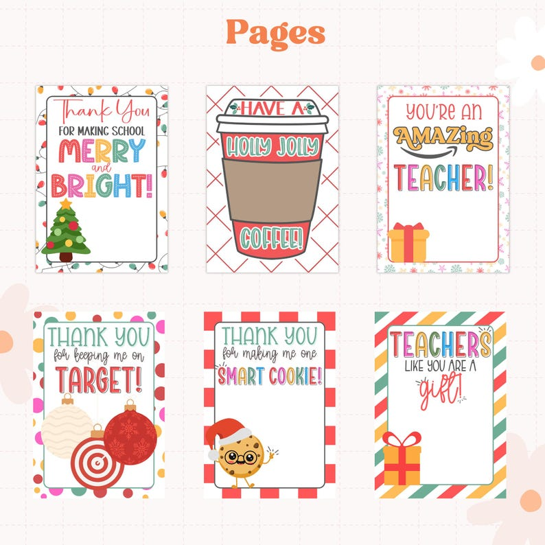 👩‍🏫Teacher Gift Card Book📚-🎄Merry Christmas to Great Teacher