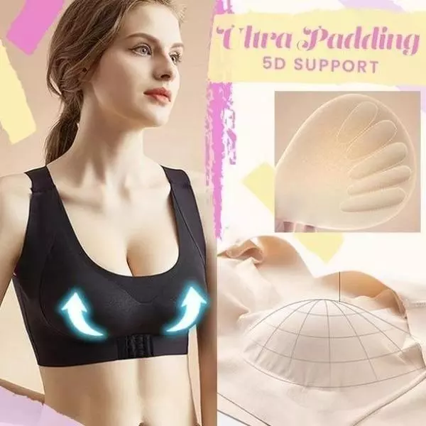 Ice Silk Seamless 3D Padded Front Buckle Support Bra