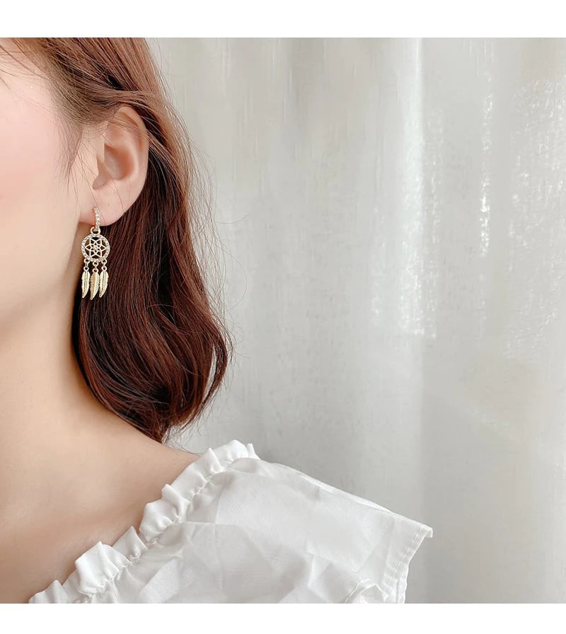 💖Valentine's Day Sale - 50%🎁 Dreamcatcher Golden Earrings