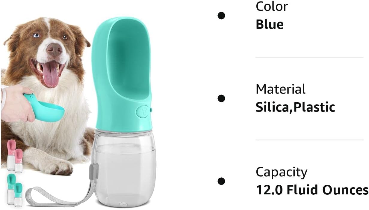 MalsiPree Dog Water Bottle, Lightweigh, Leak Proof Portable Travel Dog Water Dispenser - Perfect Puppy Drinking Bowl On The Go for Outdoor Walking and Hiking - Pet Accessories (19oz, Blue)