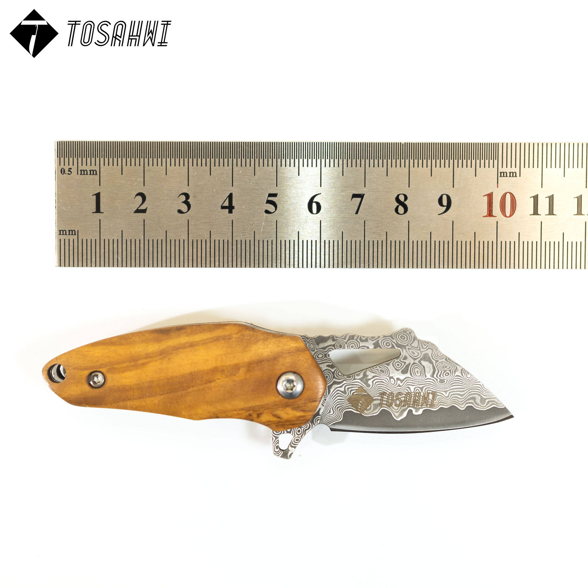 TOSAHWI HANDMADE Beef Bones Damascus Mini Pocket Folding Blades-69523