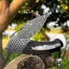 Damascus EDC Folding Knife with Sheath | Handmade Outdoor Hunting Tool