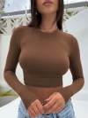 Women's Round Neck Long Sleeve Short Blouse