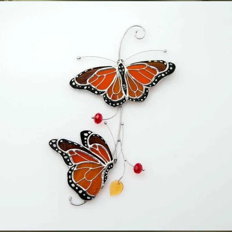 💥LAST DAY SALE 50% OFF💥Stained Monarch Butterfly Glass Window Decor