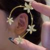 Vintage Crystal Butterfly Flower Ear Cuffs 2pcs Non-Pierced Sparkling Iced Out Rhinestone Butterfly Cartilage Climber Ear Wrap Prom Party Festival Ear Jewelry for Women