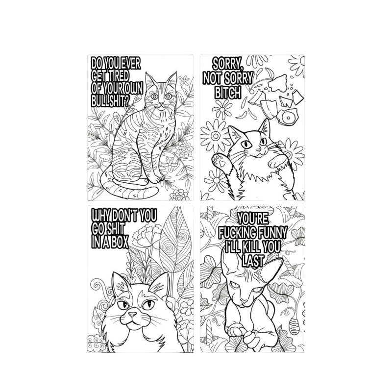 🔥Halloween promotio!🎃 🐱Funny Kitty Memes Coloring Book For Adult Relaxation