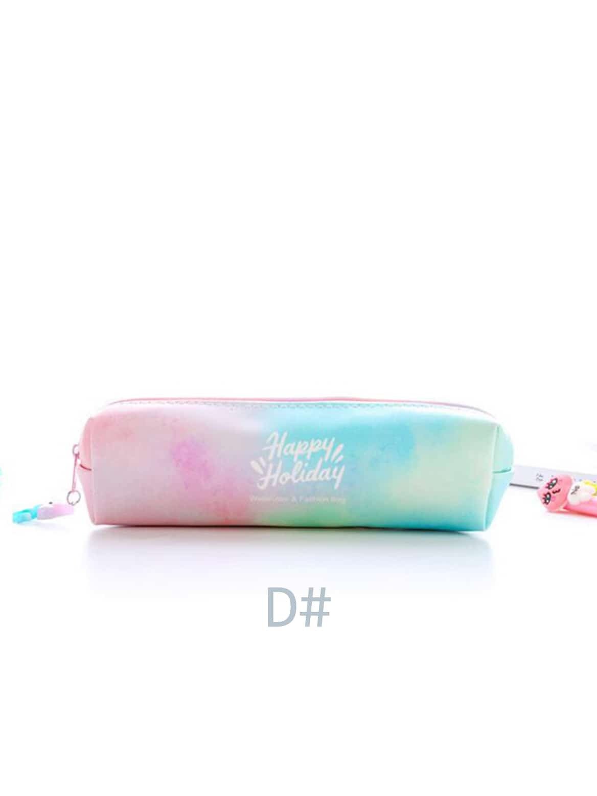 Letter Print Colorful Pencil Case 1pc