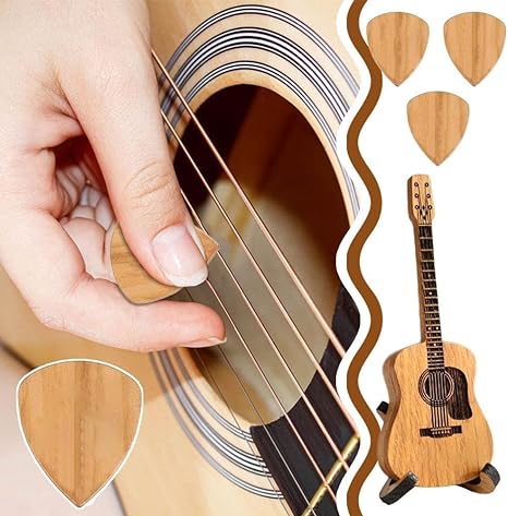 Mini Cute Edition Wooden Guitar Plectrum Case With Guitar Stand(𝐒𝐭𝐞𝐯𝐞 𝐑𝐨𝐬𝐞 𝐇𝐚𝐧𝐝𝐦𝐚𝐝𝐞®)