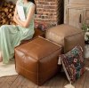 Self-Fillable Faux Leather Pouf Cover