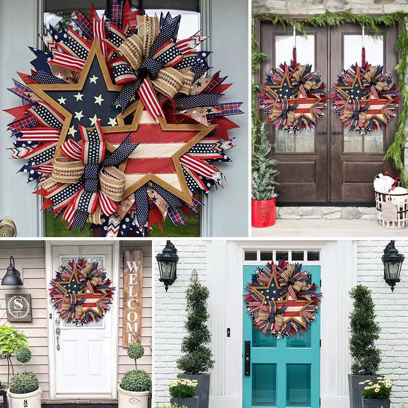 Love wreath flag front door hanging decoration