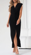 Women's V-neck Twisted Slit Pleated Temperament Dress