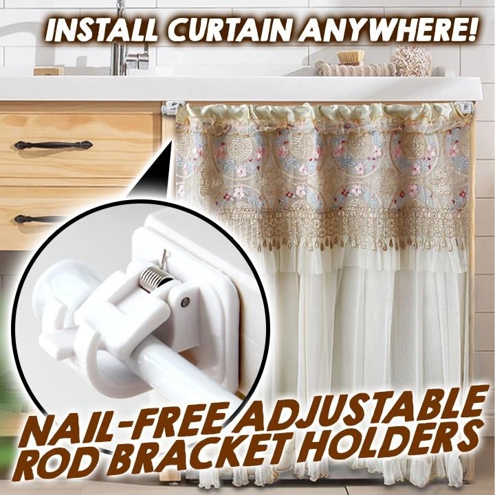 🔥Last Day Promo - 70% OFF🔥 Nail-free Curtain Hanging Rod Bracket (Set of 2), Buy 3 Get 1 Free