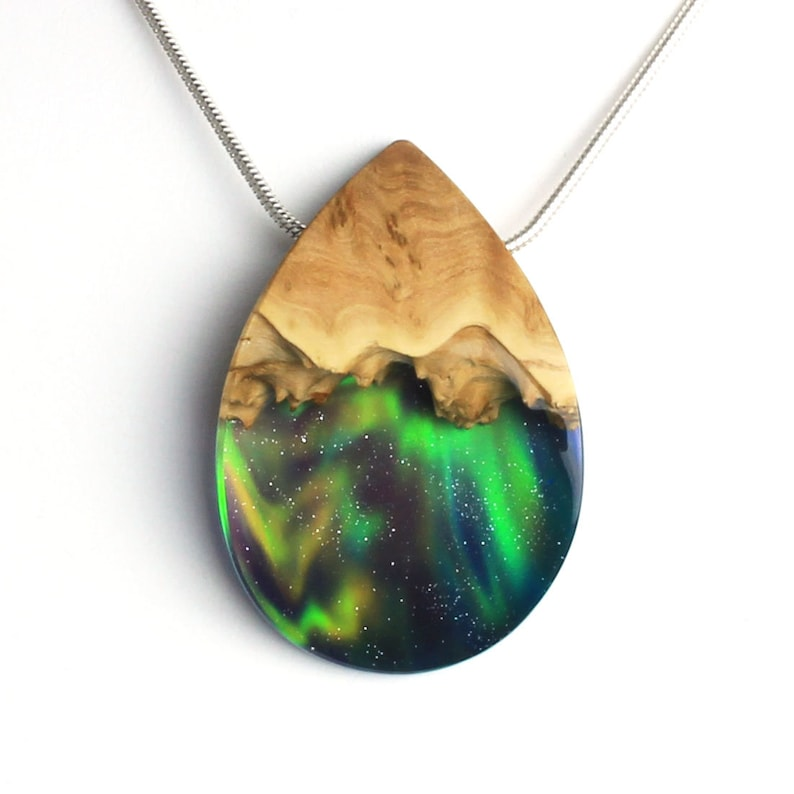 Opal Wood-Northern Lights Pendant