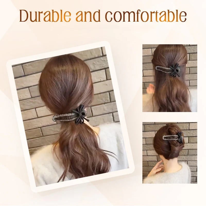 🍂TikTok Fall Sale — Last Day 70% OFF🎉Sparkling Elegant Black Bow Hair Clip for Updos