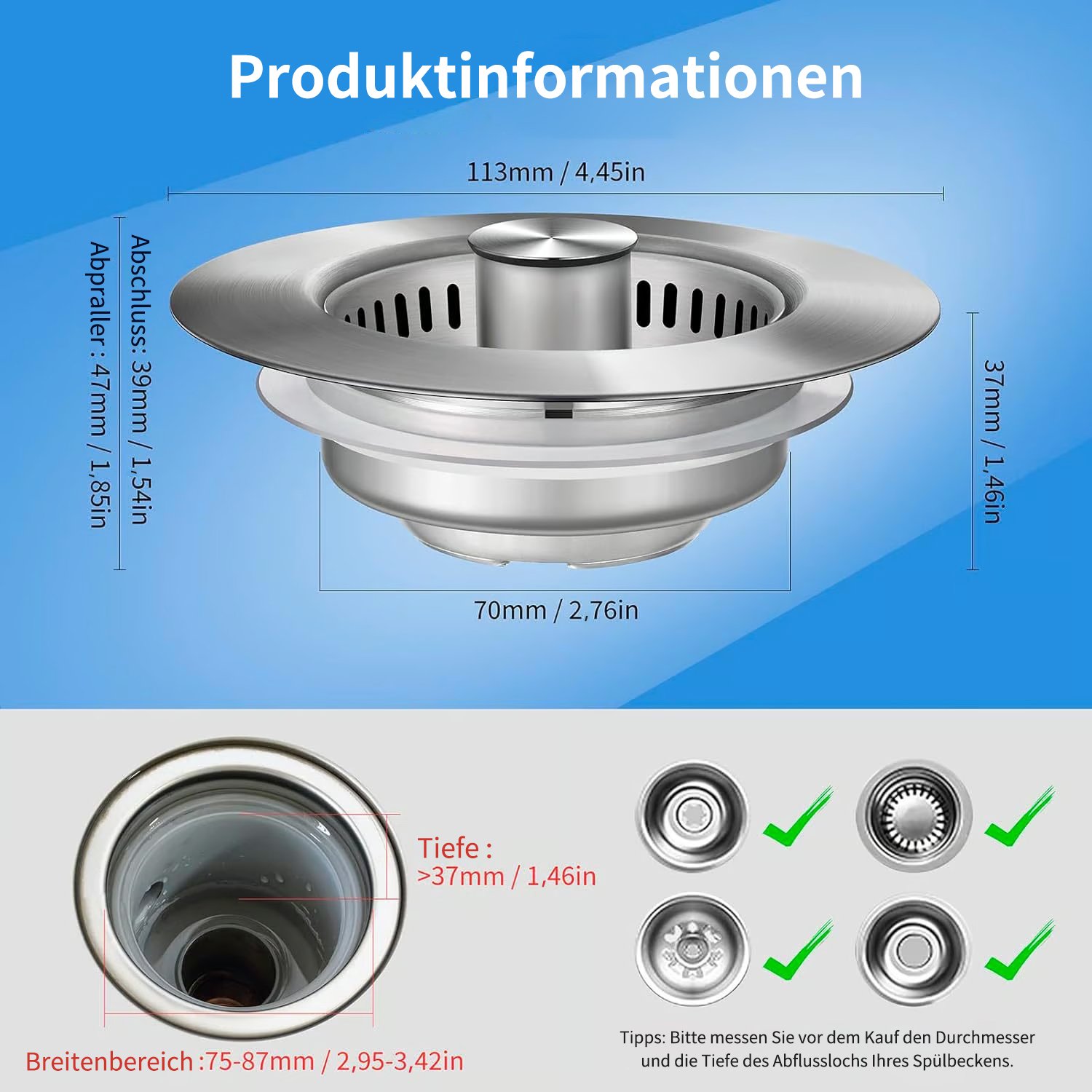 🔥Letzter Tag 50% RABATT – Verbessertes 3-in-1-Abflusssieb für die Küchenspüle