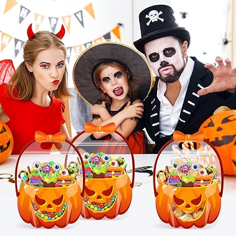 🔥Last Day 50% OFF - Fuutreo 50 Pcs/100PCS Halloween Favor Bags Transparent Pumpkin Sealed Pouches🍬