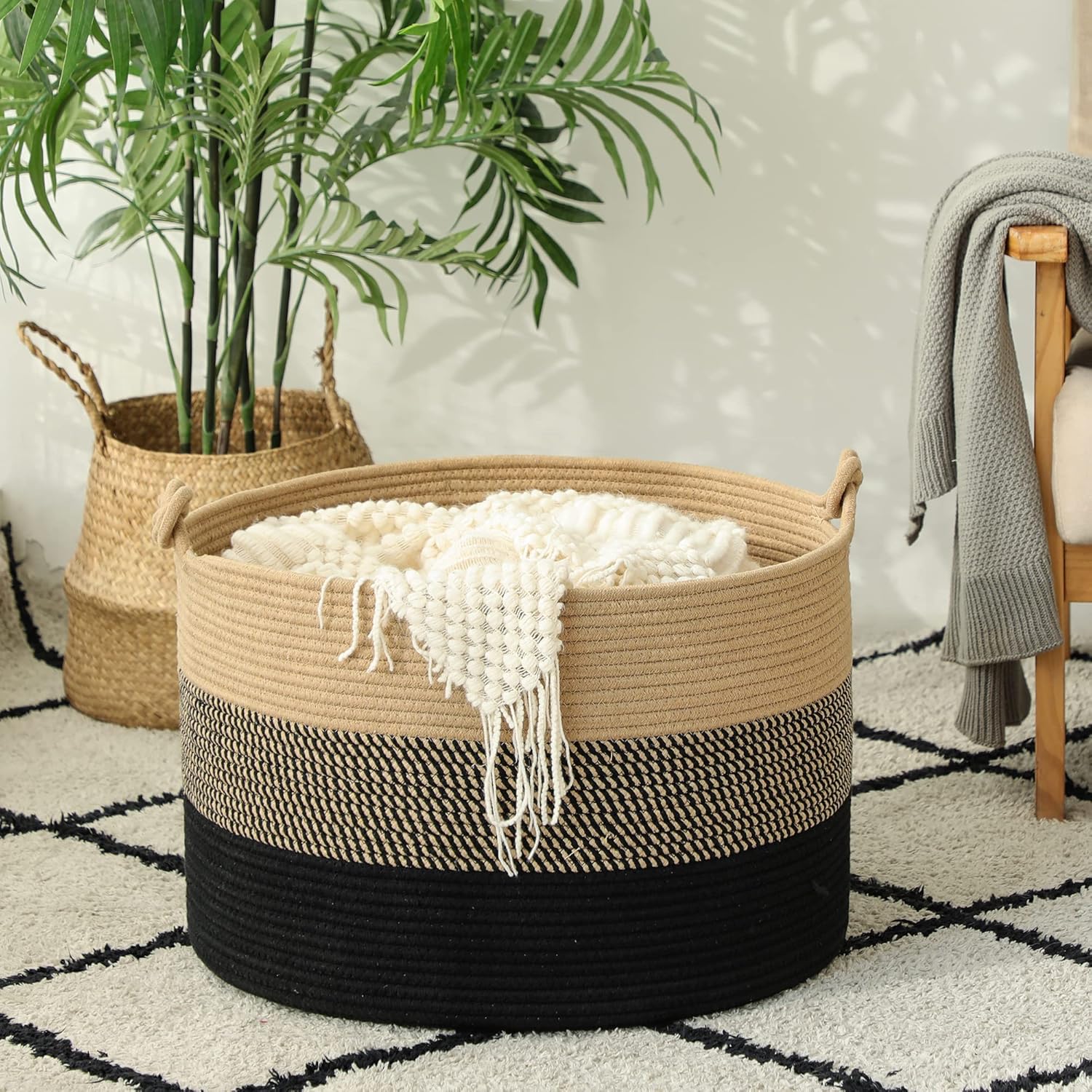 KAKAMAY Large Blanket Basket (20