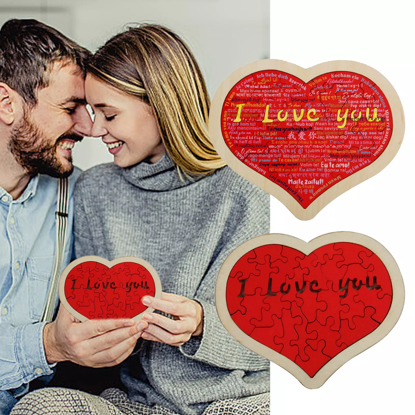 (🔥TikTok Summer SALE) Heart Building Puzzle I Love You Building Bricks Romantic Decor for Anniversary