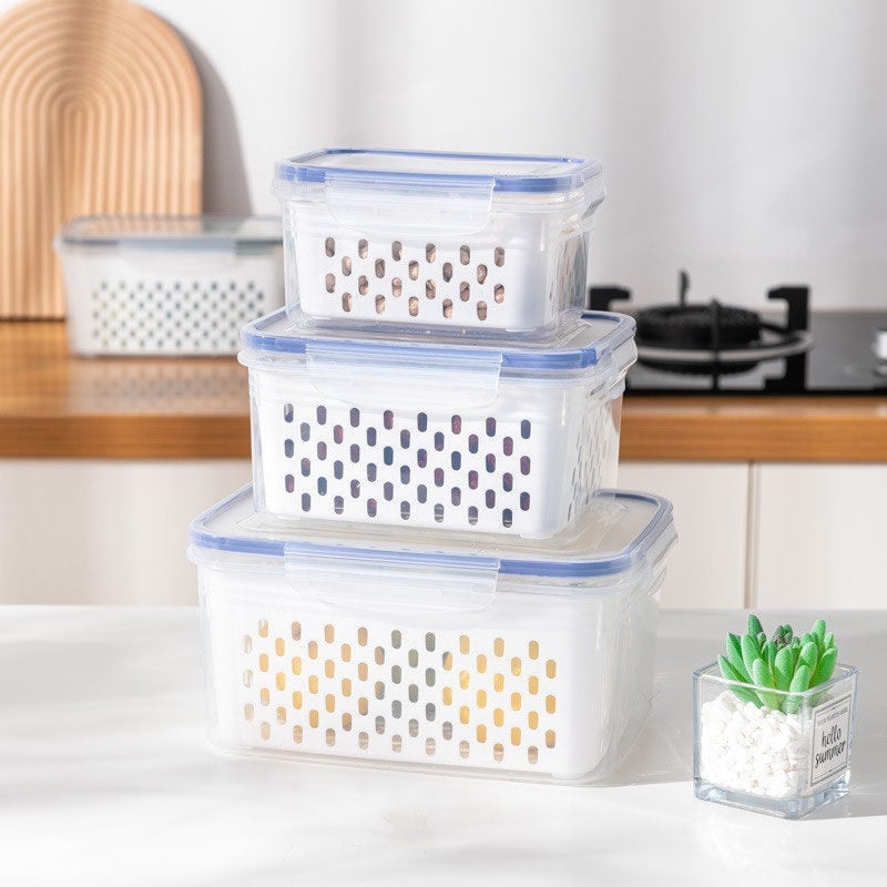 💖Mother's Day Sale 49% OFF🔥Household transparent plastic food storage box-Including drain basket💧